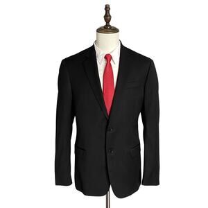 Armani Exchange Suit Jacket Men's 40 Long Wool Stretch Solid Black NWOT